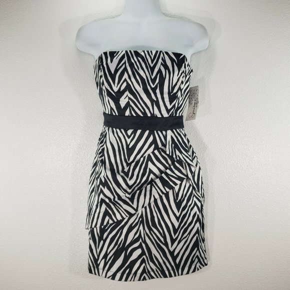 Speechless Dress Size 5 Sheath Peplum Zebra Print - Picture 2 of 8